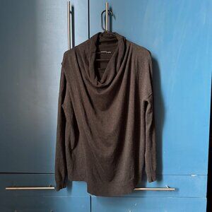 All Saints Verney Draped Cowl Neck Jumper, Dark Gray, M